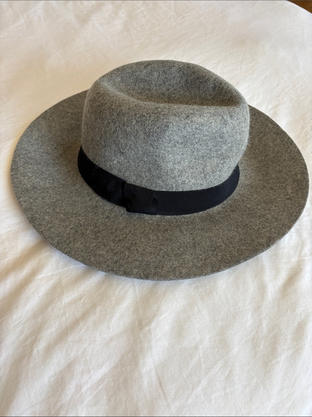 Nordstrom Gray Wool Fedora with Black Ribbon